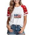 thumbnail image 2 of Itsame 4th of July Independence Day Printed Short Shirt Women Fourth of July Short Sleeve T-Shirt Fashionable Round Neck Blouses Red Size XL, 2 of 4