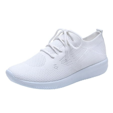 

iOPQO Women s sneakers Leisure Women s Outdoor Mesh Lace Up Sports Shoes Run Breathable Shoes Sneakers Ladies Lace Up Casual Flyknit White 41