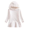 thumbnail image 2 of NAISIBABY Girls Casual Dress, Solid Color Pleated Flare Long Sleeve Hooded Sweatshirt Dress White 2-3T, 2 of 3