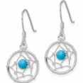 thumbnail image 2 of Sterling Silver Dream Catcher With Semi Precious Turquoise Bead Dangle Earrin (27.15 X 13) Made In India -Jewelry By Sweet Pea, 2 of 6