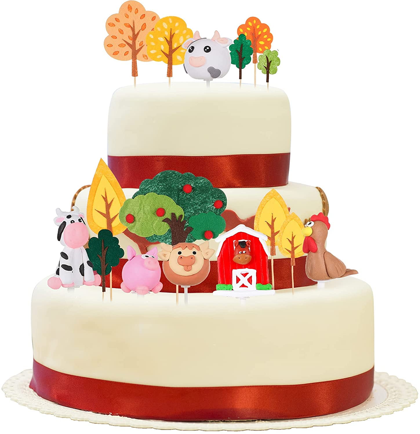 Barn Birthday Cake topper w/Age, Farm Party Cake Decoration, Glitter F –  Party Your World