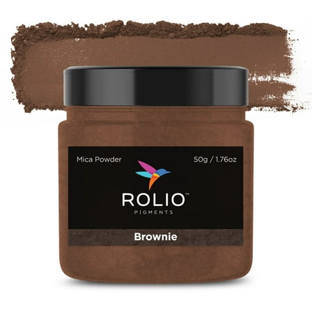 Rolio Premium Mica Powder - Brownie (50G / 1.76oz) - 1 Jar of Pink Pigment Powder for Epoxy Resin, Dye, Soap Making, Nail Polish, Paint, Candle Making, Bath Bombs, Slime