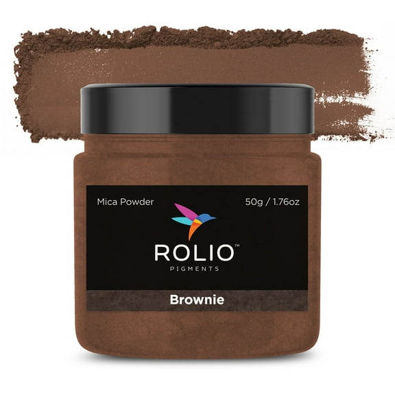 Rolio Premium Mica Powder - Brownie (50G / 1.76oz) - 1 Jar of Pink Pigment Powder for Epoxy Resin, Dye, Soap Making, Nail Polish, Paint, Candle Making, Bath Bombs, Slime