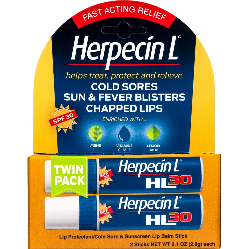 Herpecin L Lip Balm Stick, SPF 30 & Lysine, 0.1 Ounce, Tube Twin Pack