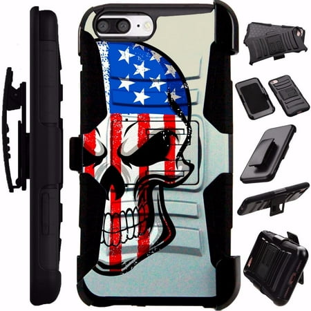 For Apple iPhone 5 Case / Apple iPhone 5s Case / Apple iPhone SE Case Heavy Duty Hybrid Armor Dual Layer Cover Kick Stand Rugged LuxGuard Holster (US Half
