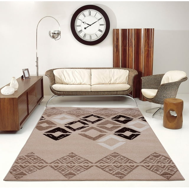 Ladole Rugs Diamond Style Geometric Smooth Innovative Area Rug Carpet in Caramel, 4x6(3'11" x 5'7", 120cm x 170cm)