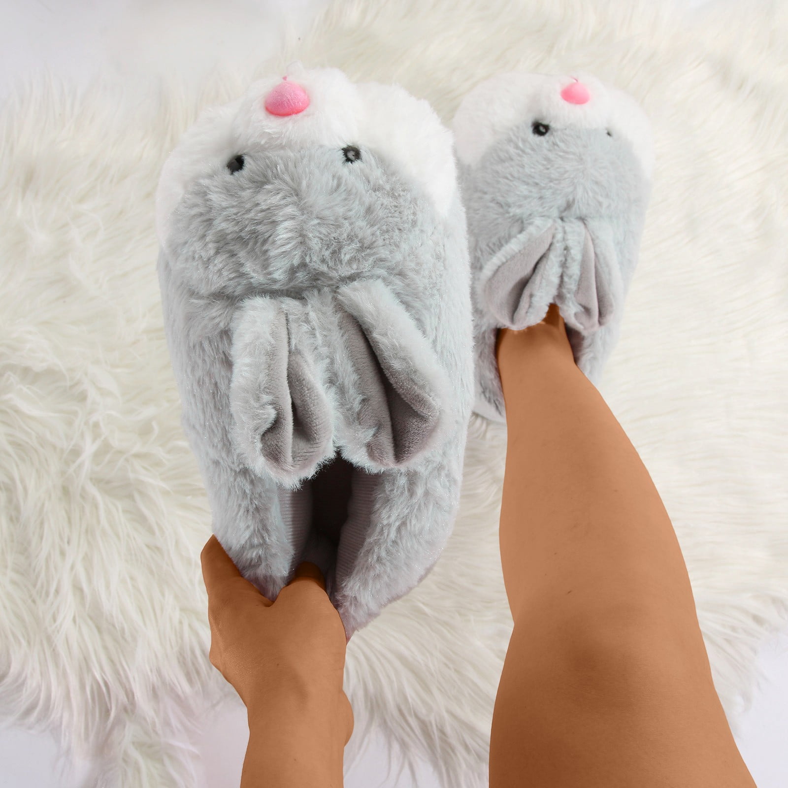 CBGELRT Bunny Slippers for Women Kawaii Cartoon Rabbit Ears House