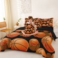 thumbnail image 4 of Erosebridal Basketball Print Kids 7 Pieces Bedding Comforter Set,Sport Theme Full Bedding Set For Ball Lover,Reversible black, 4 of 7