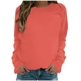thumbnail image 2 of Womens Sweatshirts Plus Size Long Sleeve Round Neck Casual Sweatshirt Orange S, 2 of 4