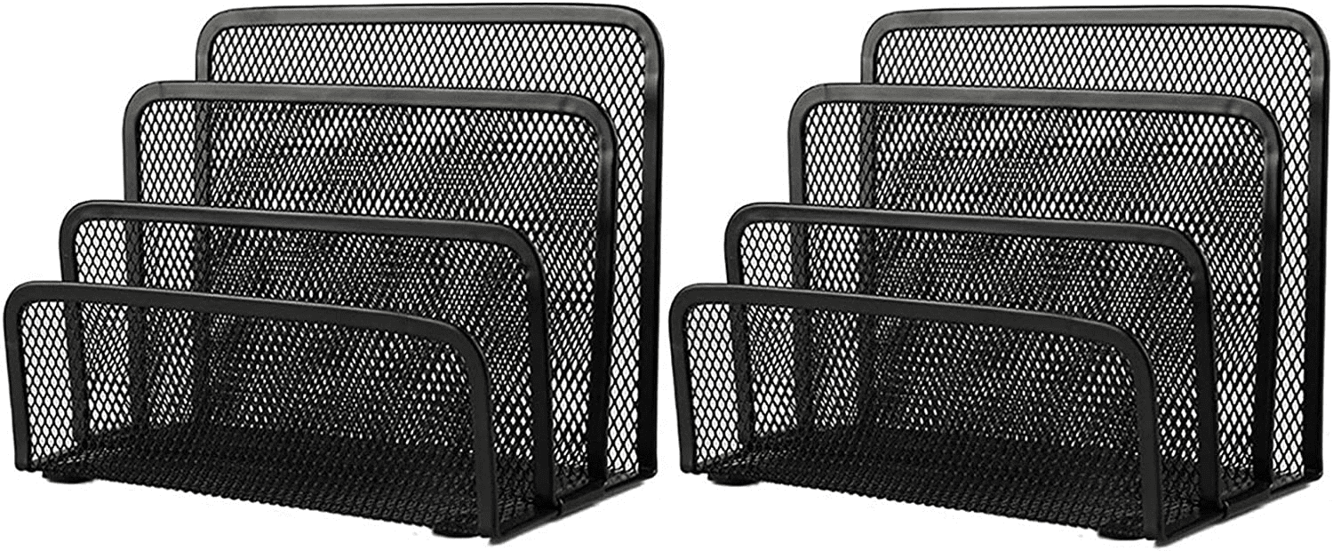 2 Letter Sorters Desktop File Holder Organizer Metal Mesh with 3