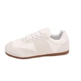 thumbnail image 3 of Domzle Women Faux Suede Lace-Up Fashion Sneakers Non Slip Tennis Sneaker Shoes Comfortable Athletic Sneakers Lightweight Walking Shoes Beige, 3 of 8