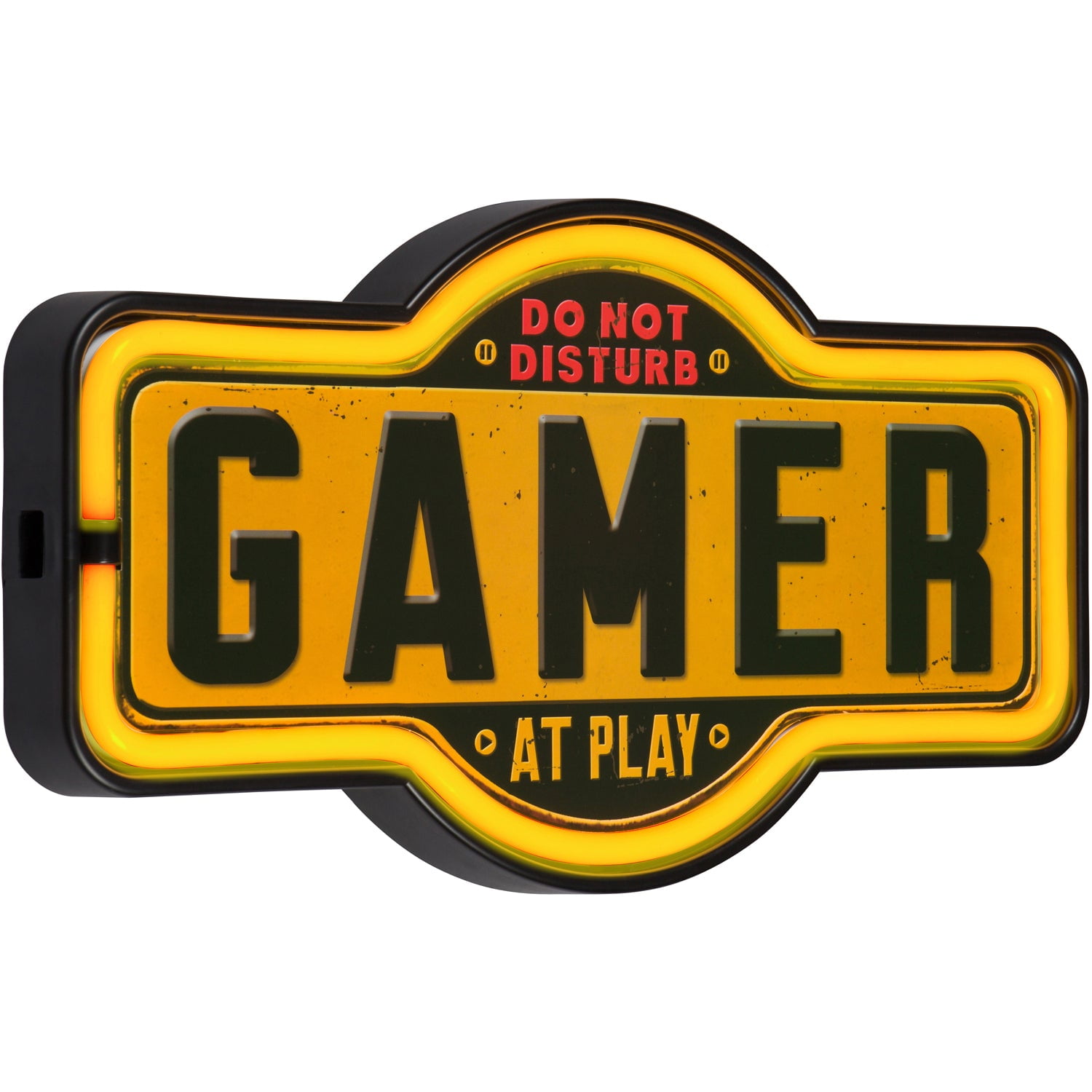 Vintage Yellow Gamer LED Neon Wall Sign with Black Frame