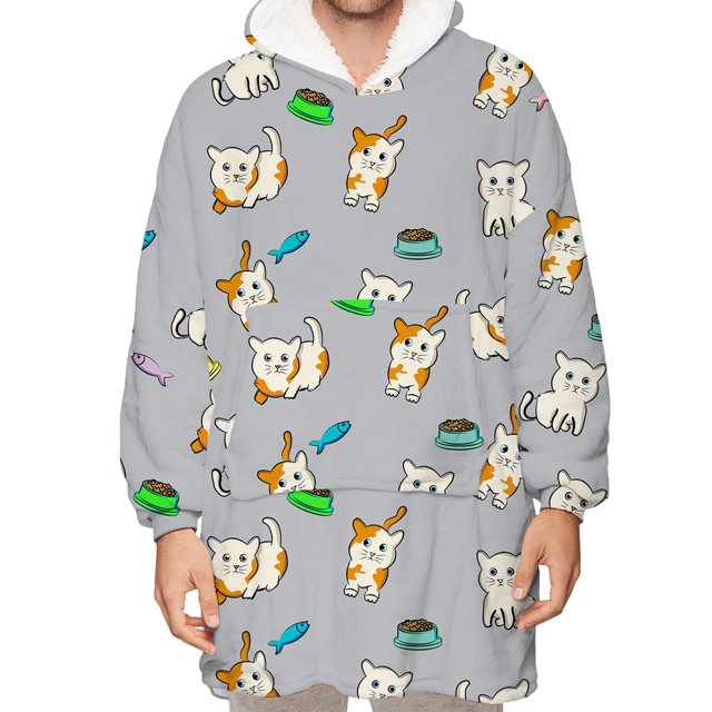 Fortune Matching Family Wearable Blanket Oversized Hoodies Pullover Christmas Pajama