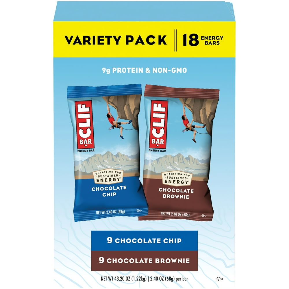 CLIF BAR® Energy Bars, Variety Pack, Chocolate Chip, Chocolate Brownie