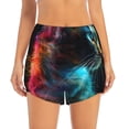 thumbnail image 2 of Balery Neon Spectrum Cat Portrait Pattern Women's Running Shorts with Liner 2 Pockets Elastic Workout Athletic Gym Yoga Shorts-Large, 2 of 7