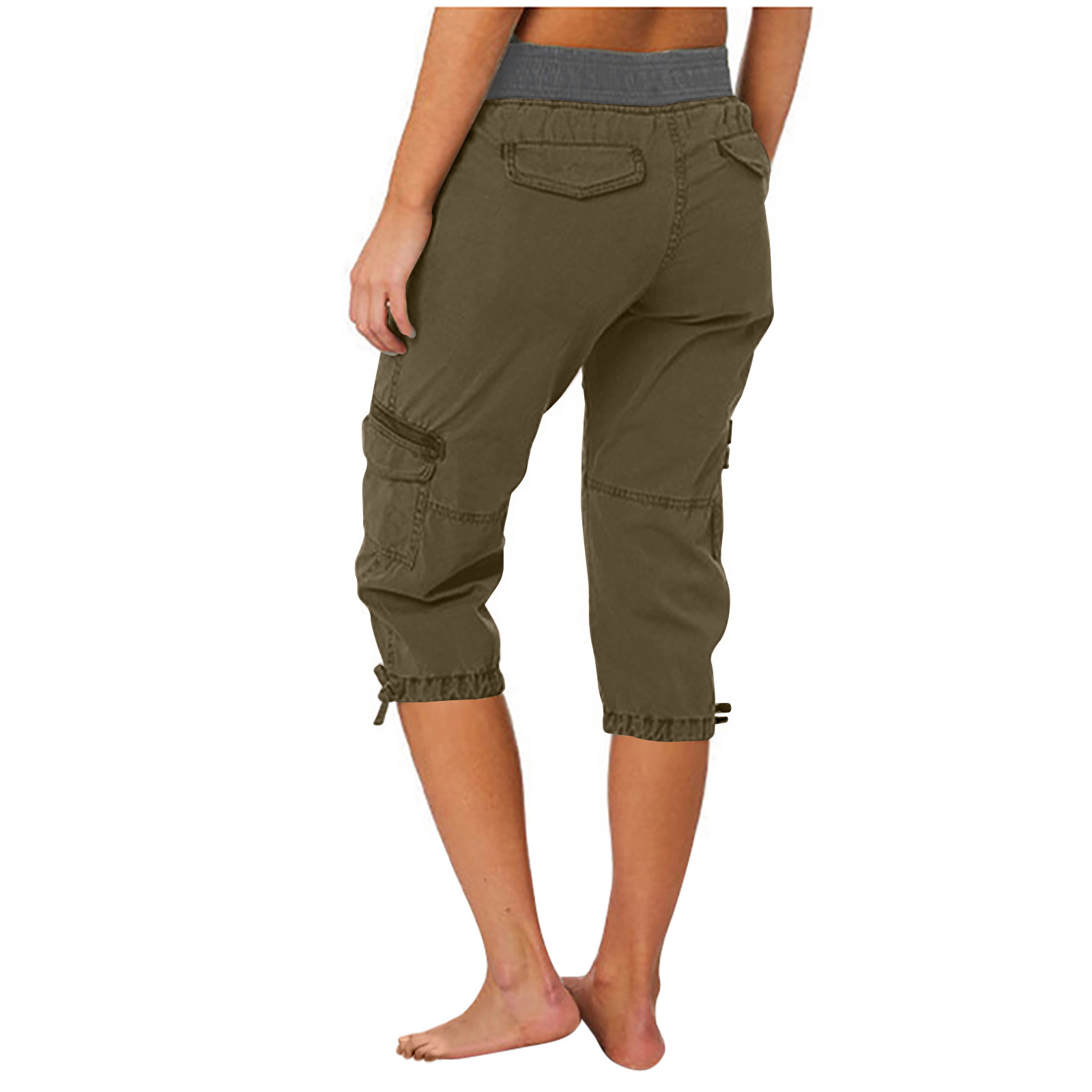 Dyegold Capri Cargo Pants For Women High Waist Casual Loose Fit Work ...