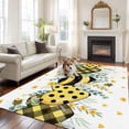 thumbnail image 2 of Summer Bee Love Area Rugs 6'x9', Washable Small Throw Rugs for Kitchen Dining room, Daisy Floral Eucalyptus Leaves Rustic Indoor Outdoor Rug Non-Slip Low Pile Carpet Runner Reversible Floor Mats, 2 of 8