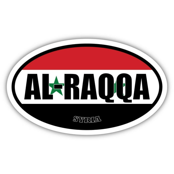 Al-Raqqa Syria Flag Oval Decal Vinyl Bumper Sticker 3x5 inches