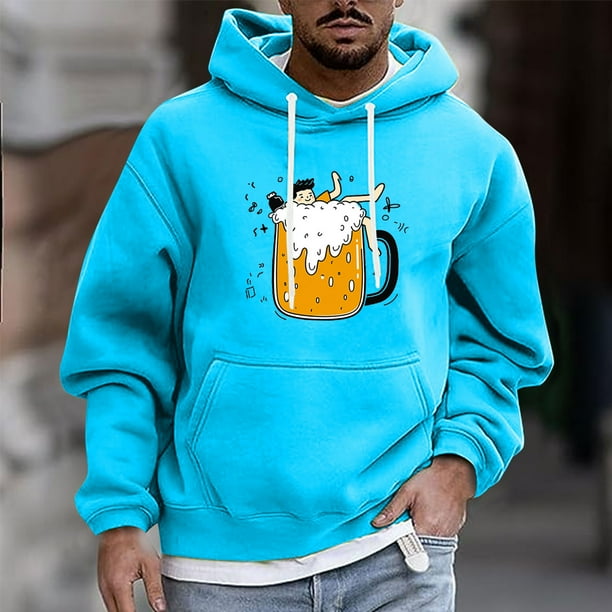 Sudadera con capucha para hombre, estilo casual, con cuello redondo, estampado, manga larga, blusa de poliéster