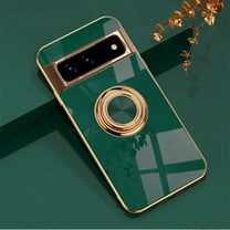 Dteck for Google Pixel 7 Pro Case with Ring Kickstand, Magnetic Compatible Car Mount, Soft TPU Shockproof Electroplated Protective Phone Case for Google Pixel 7 Pro, Green