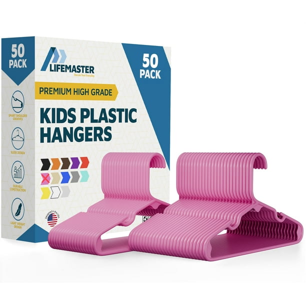 Perchas para ropa infantil Lifemaster de plástico con muesca en el hombro x50