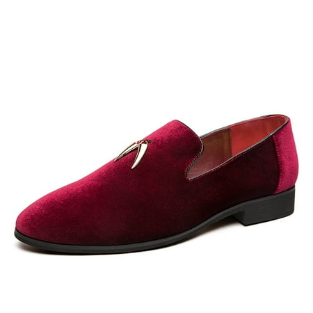 

Men‘s Velvet Golden Buckle Decor Loafers Indoor Outdoor Shoes Christmas Gift