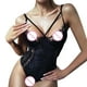 thumbnail image 4 of Gibobby Conjunto de lencería de encaje Bragas de satén para mujer, sexy, con costuras de cinta, sin espalda, lencería erótica(Negro, G), 4 of 5
