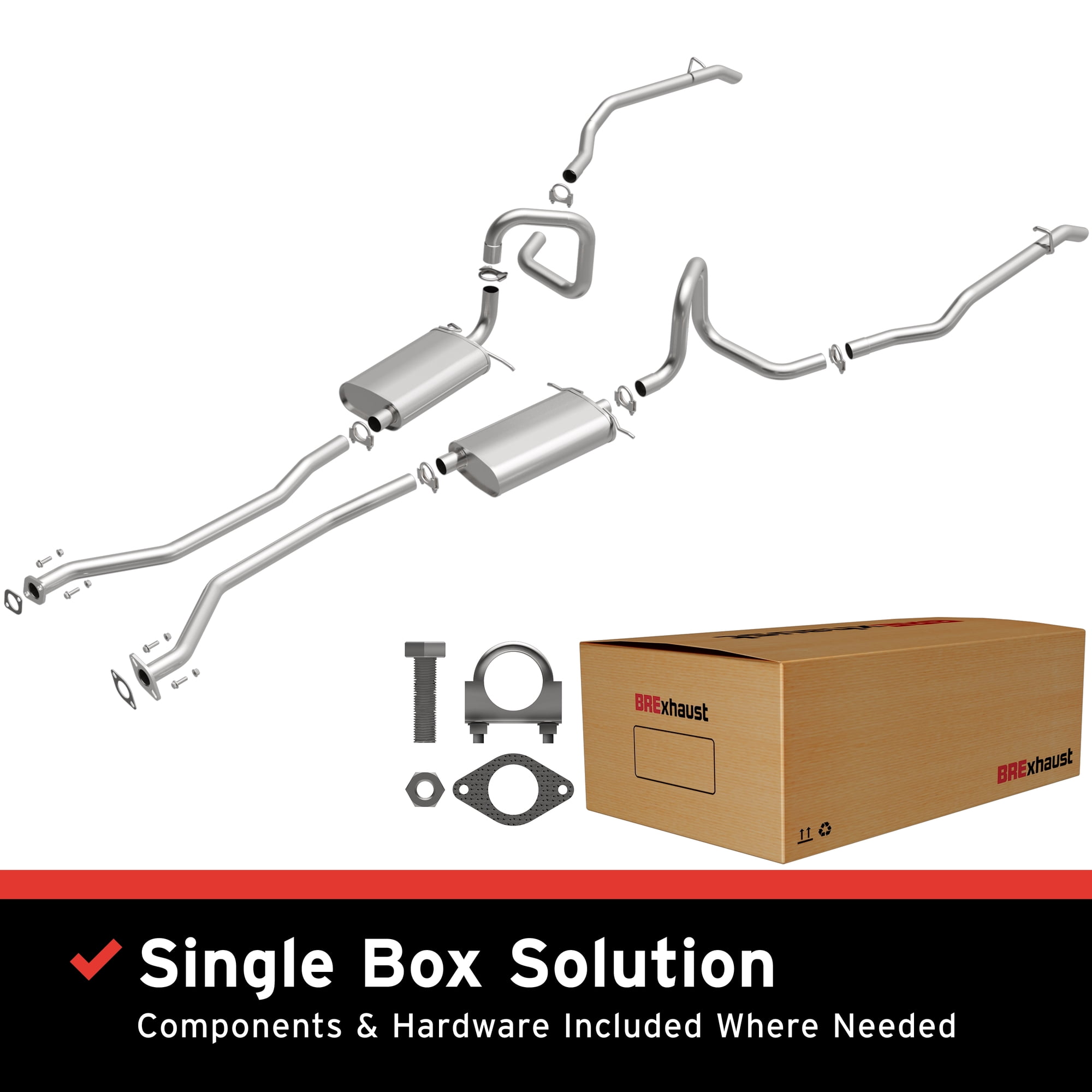 BRExhaust OE Replacement Exhaust System Kit 106-0634: Compatible with 1998-2002 Ford Crown Victoria 4.6L, 1998-2002 Mercury Grand Marquis 4.6L