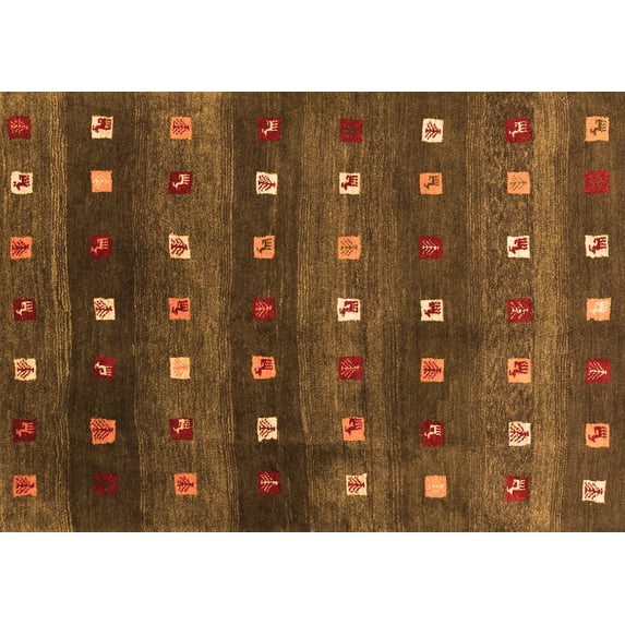 Ahgly Company Indoor Rectangle Abstract Orange Contemporary Area Rugs, 5' x 7'