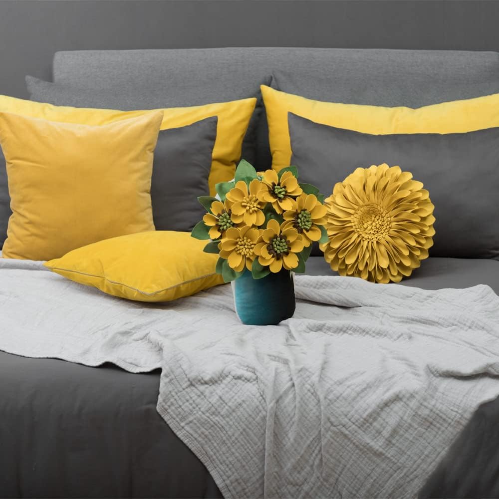 Jwh 3D Sunflower Decorative Throw Pillow, 14 Inch, Yellow photo 2