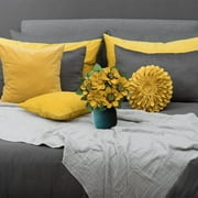 JWH 3D Handmade Aesthetic Decorative Round Sunflower Accent Throw Pillows with Insert Unique Pillow Bohemian Cushions for Bed Sofa 12 inch Yellow