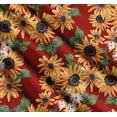 thumbnail image 3 of Soimoi Red Cotton Voile Fabric Leaves & Sunflower Floral Print Fabric by the Yard 56 Inch Wide, 3 of 7