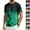 #02 Dark Green, variant on Men's Hawaiian Graphic Gradient Printed T-Shirts Short Sleeve Crewneck Shirts Casual Summer Vintage Tops ,3XL,Light Brown