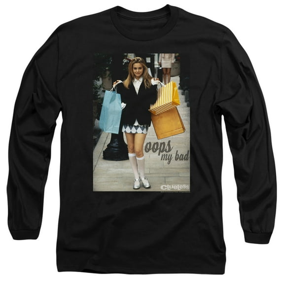 Clueless Oops My Bad Long Sleeve Adult 18/1 T-Shirt Black