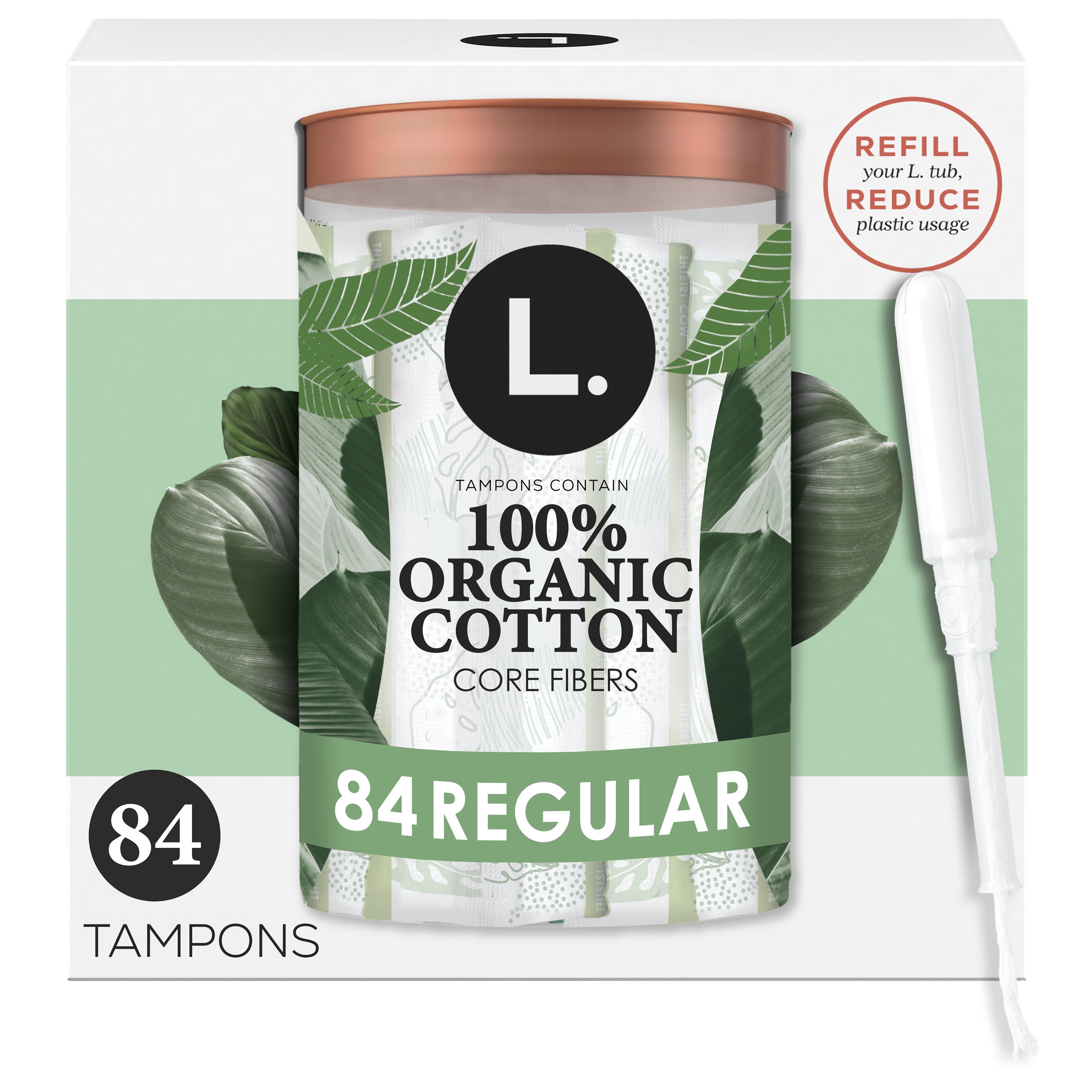 L. Organic Cotton Tampons Regular Absorbency, 84 Count