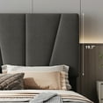 thumbnail image 4 of Modern Upholstered Bed Frame, Linen Platform Bedframe with Headboard, Heavy Duty Metal Structure and Stable Wood Slats Support, 4 of 6