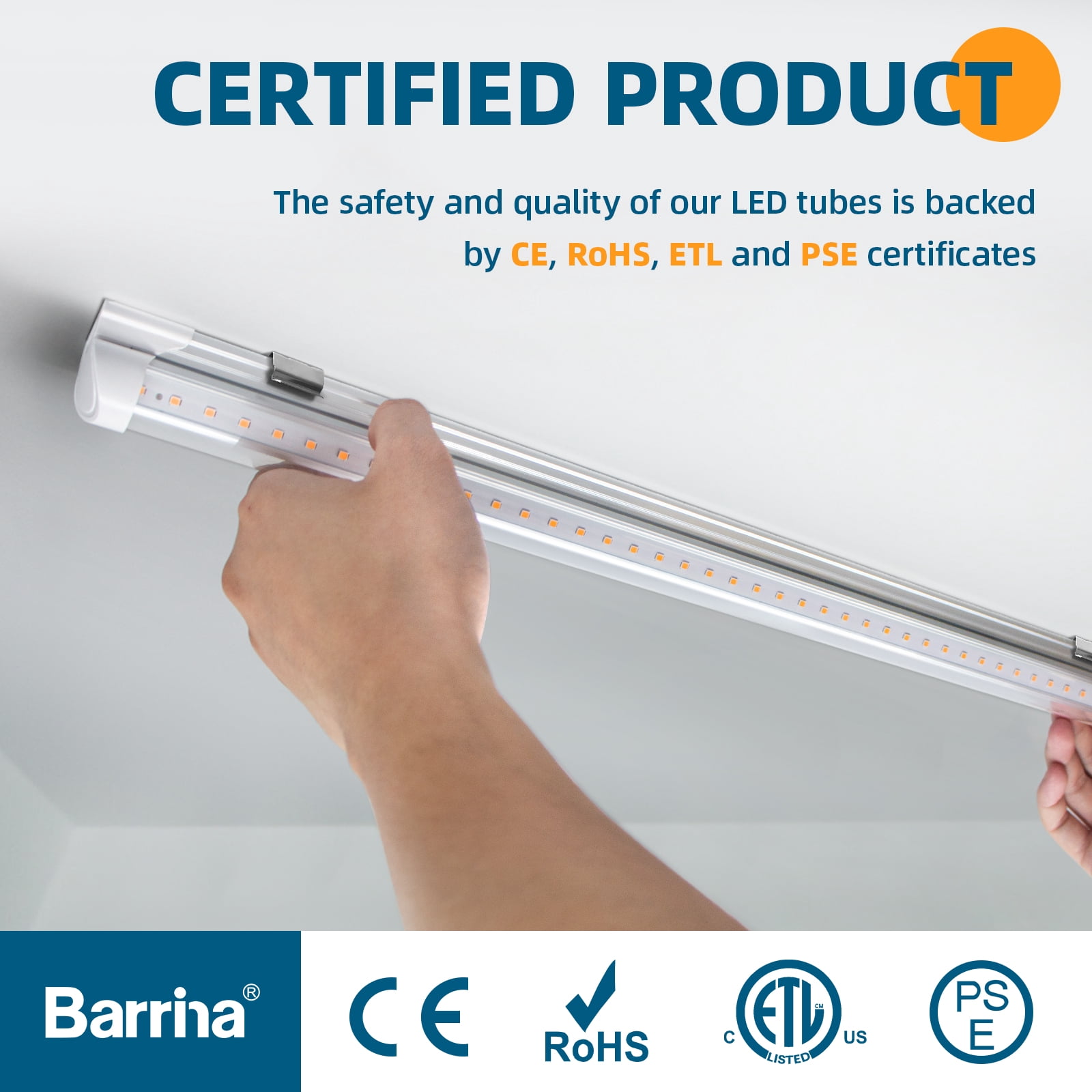Barrina LED Shop Light 2FT, 20W 2500LM 3000K, Clear Cover Linkable LED Tube Lights, V Shape Integrated T8 LED Lighting, LED Ceiling Lights for Garage, Warehouse, Workshop, ETL Listed, 2 Pack