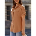 thumbnail image 4 of Womens Short Sleeve Shirts V Neck Collared Button Down Shirt Tops with Pockets, 4 of 7