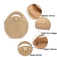 thumbnail image 4 of Round Straw Crossbody Beach Bag - Summer Straw Cross Body Handbag Bags with Zipper for Ladies, 4 of 5