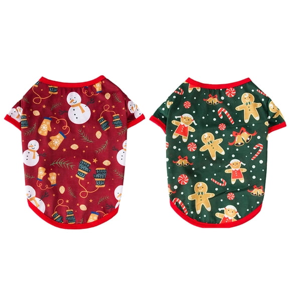 2pcs Christmas Cartoon Pet Costume Lovely Pattern Dog Puppy Clothes Apparel