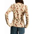 thumbnail image 5 of Women'S Floral Knitted Long Sleeve Crew Neck Going Out Slim Fit Tops Fall Outfits Trendy Clothes Apricot Color S, 5 of 9