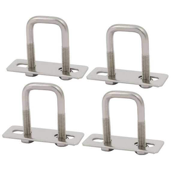 Unique Bargains 4pcs M6 20mm Inner Width 304 Stainless Steel Square U Bolt w Hex Nut Plate