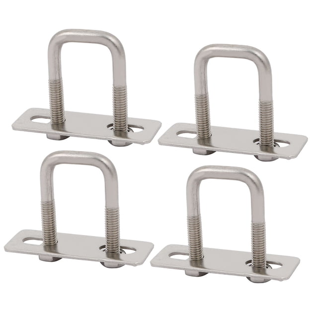 Unique Bargains 4pcs M6 20mm Inner Width 304 Stainless Steel Square U Bolt w Hex Nut Plate