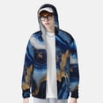 thumbnail image 2 of Balery Navy Blue Marble Sudadera ligera de manga larga con capucha y protección solar UPF 50+ para hombre y mujer, ideal para pesca y running-Medium, 2 of 7
