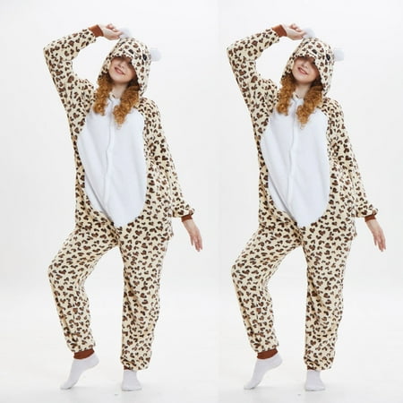 

Ovzne Women Flannel Cartoon Animal One-Piece Pajamas Lovely Keep Warm Pajamas