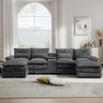thumbnail image 4 of GNIXUU 124.8" U Shaped Cloud Couch with Chaise for Sleeper, Modern Sectional Couches for Living Room, Fluffy Chenille Couch with Console Plush Sofas for Apartment Dorm Office, Gray, 4 of 6