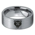 thumbnail image 2 of Tungsten Growling Grizzly Black Bear Band Ring 8mm Men Women Comfort Fit Gray Flat Cut Brushed Polished, 2 of 4