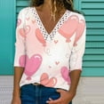 thumbnail image 1 of Azrian Plus Size Shirt Clearance in Summer Casual Women's V Neck Summer Sexy Gradient Valentine's Day Print Regular Women's Long Sleeve Top, 1 of 5
