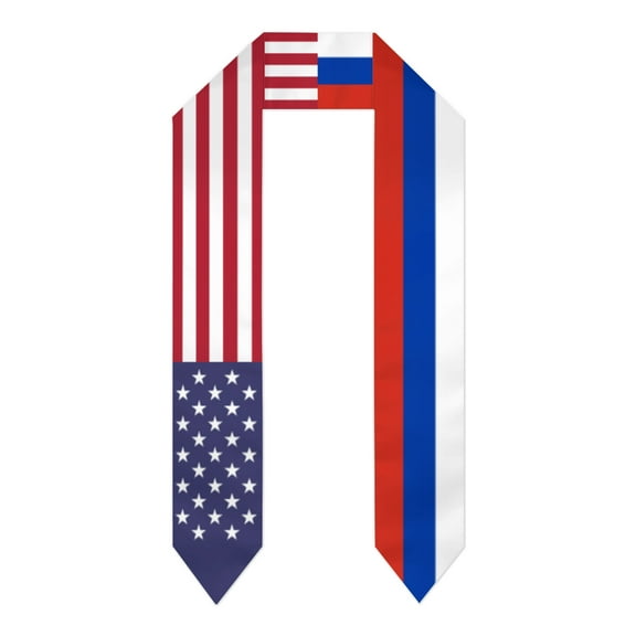 Russia & USA United States Flag Shawl Sash Stole Graduation Shawls Wraps Scraf For International Study