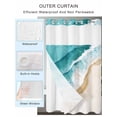 thumbnail image 2 of No Hook Cloth Fabric Shower Curtain with Snap in Liner, Teal Waves Coastal Waterproof Shower Curtains Set with See Through Top Window, Summer Beach Nautical Ocean Bath Curtains Shower 72"x78", 2 of 6
